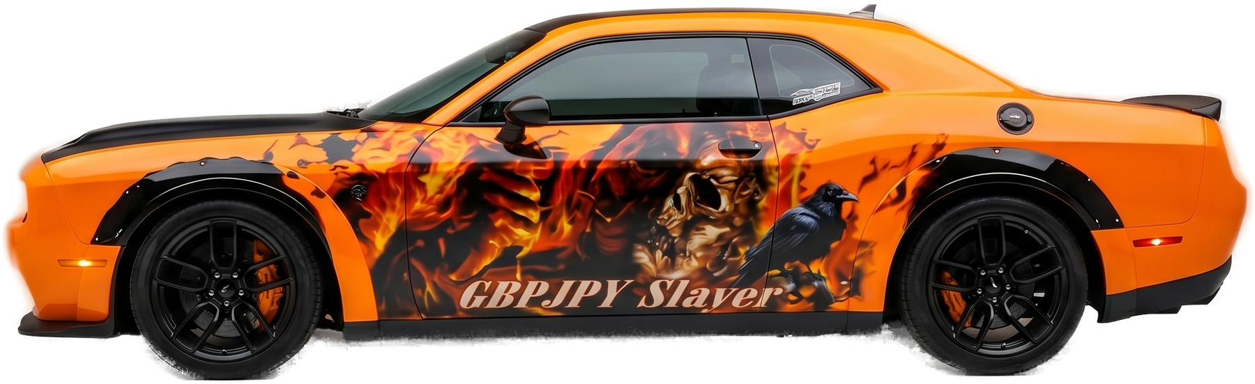 Side profile of KJ's GBPJPY Slayer Dodge Hellcat